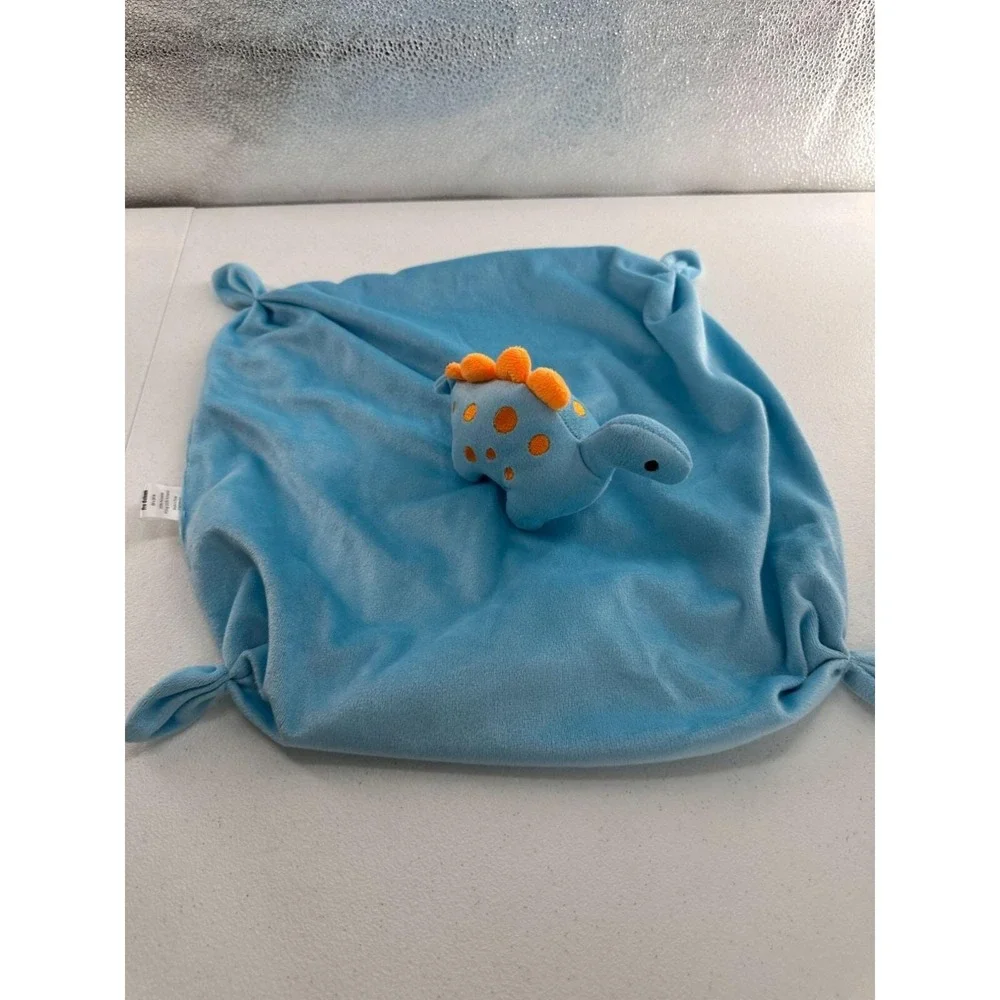 Pro Goleem Blue Dinosaur Baby‎ Lovey Security Blanket Satin Backing Knotted Ends